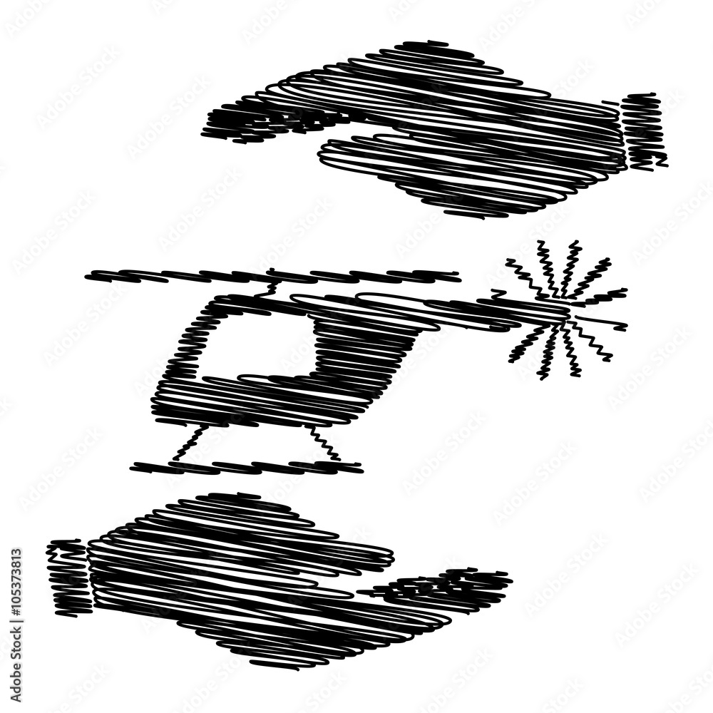 Helicopter sign with scribble effect Helicopter sign with scribble effect