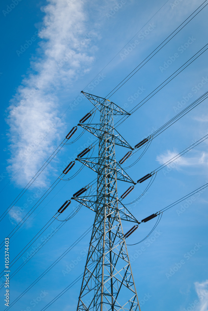 power transmission tower on cloud and sky background power transmission tower on cloud and sky background