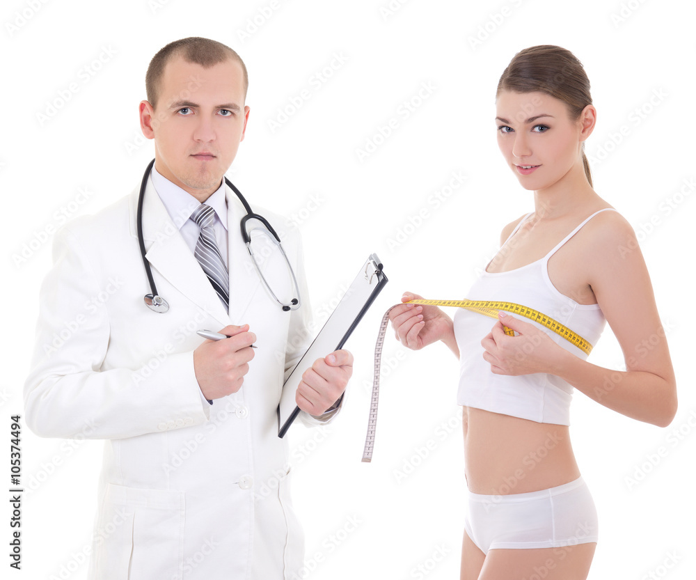 plastic surgery and breast augmentation concept - doctor and bea plastic surgery and breast augmentation concept - doctor and bea