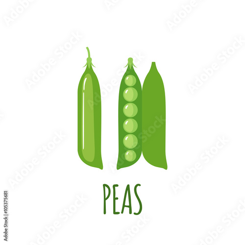 Peas icon in flat style on white background