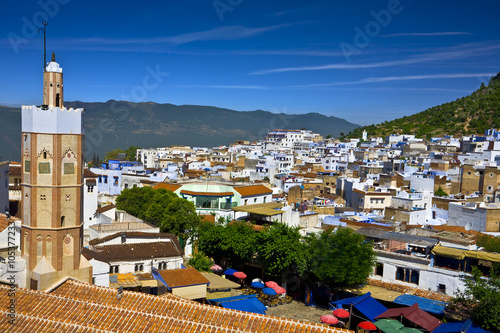 Morocco. Chefchaouen. General view of city seen from kasbah tower © WitR