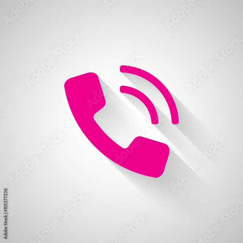 Pink Phone web icon on light grey background