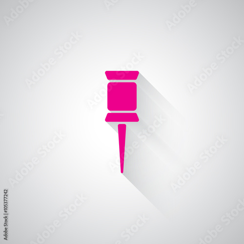 Pink Pushpin web icon on light grey background