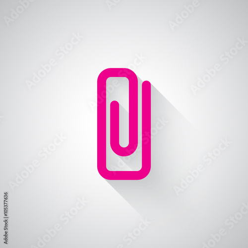Pink Paper Clip web icon on light grey background
