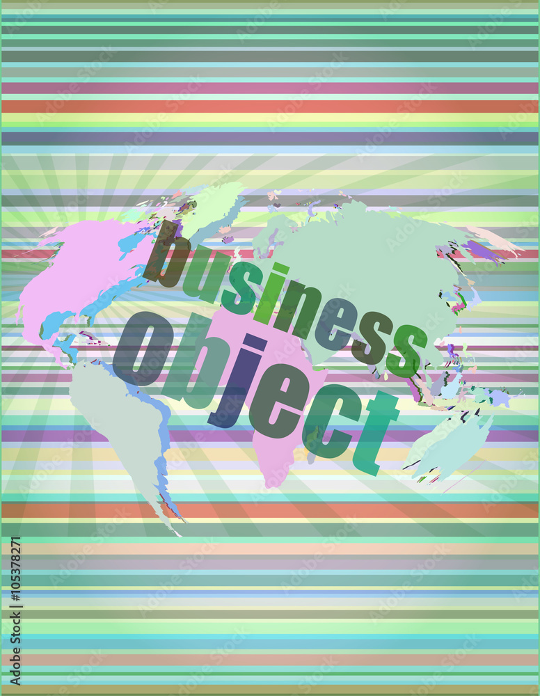 Fototapeta premium business object word on digital screen, mission control interface hi technology vector illustration