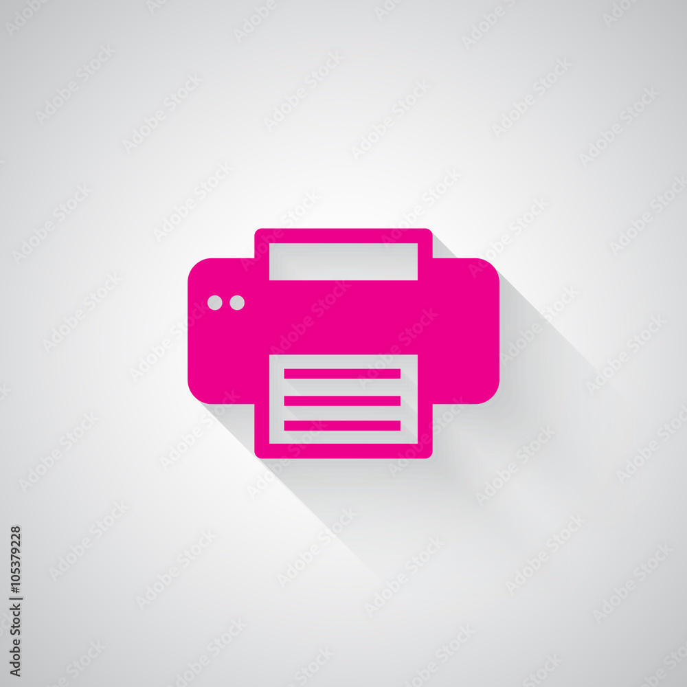 Pink Printer web icon on light grey background Pink Printer web icon on light grey background