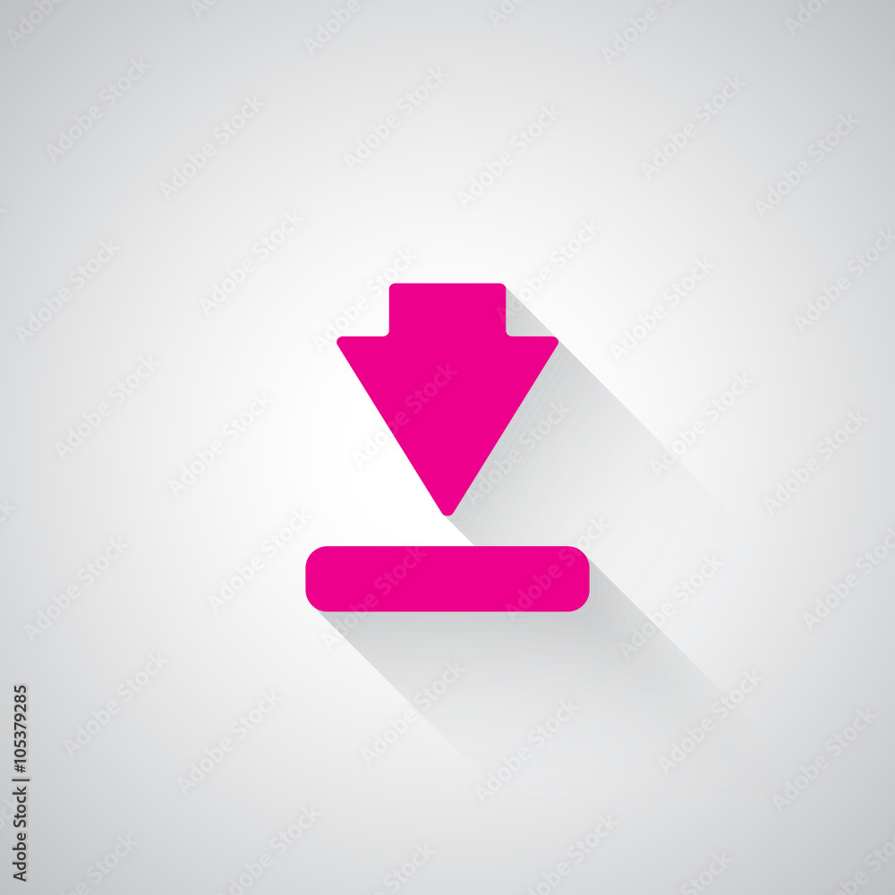 Pink Download web icon on light grey background Pink Download web icon on light grey background