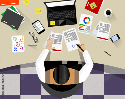 Business Man Sitting Desk Office