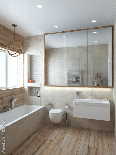 Bathroom modern style  3D render