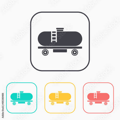 Railroad tank vector icon color set