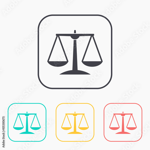 Justice scale color icon set