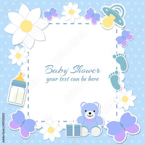Baby shower boy, invitation card.