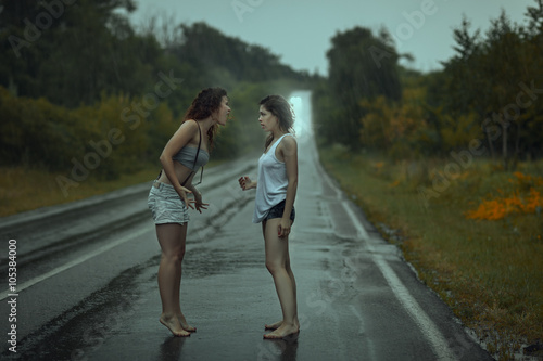 Two women quarrel. photo