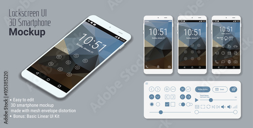 Lockscreen mobile UI smartphone mockup