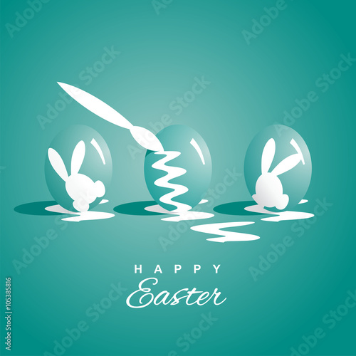 Coloring three Easter eggs sea green background