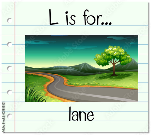 Flashcard letter L is for lane