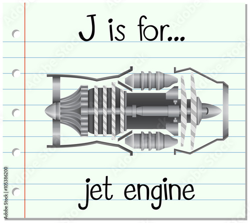 Flashcard letter J is for jet engine