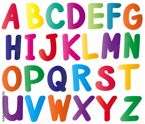 English alphabets in many colors