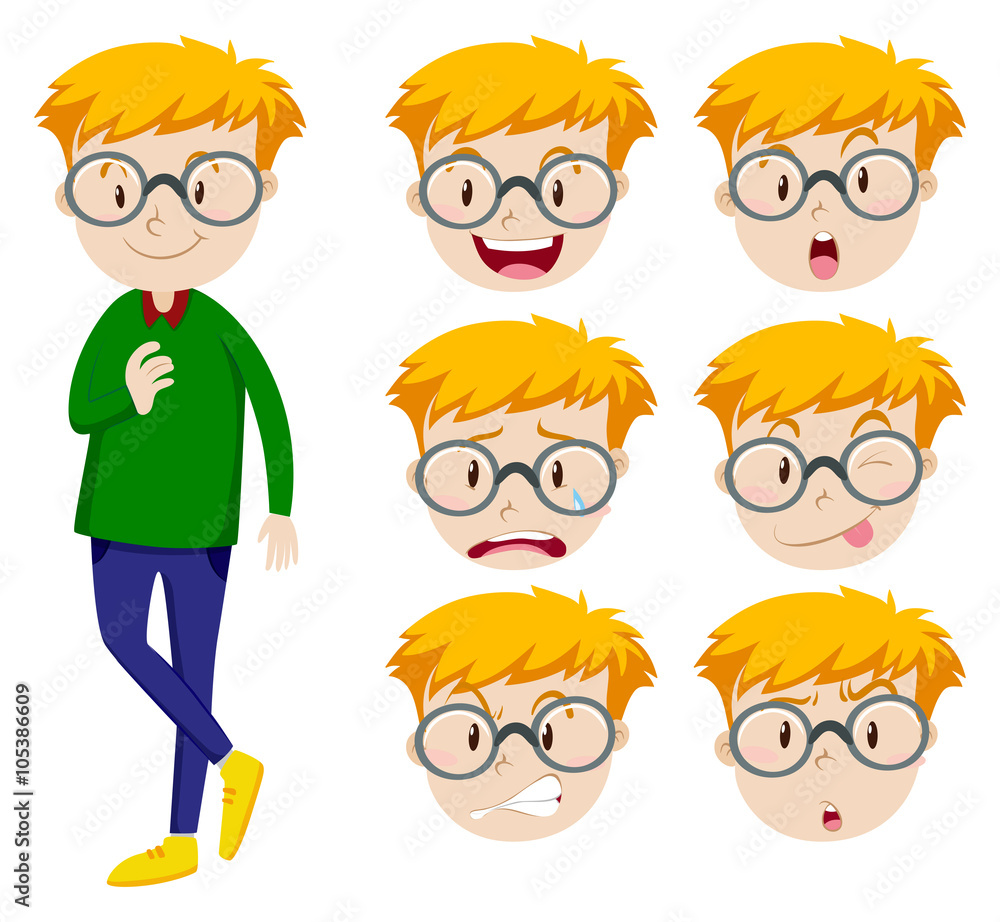 Man with many facial expressions Man with many facial expressions