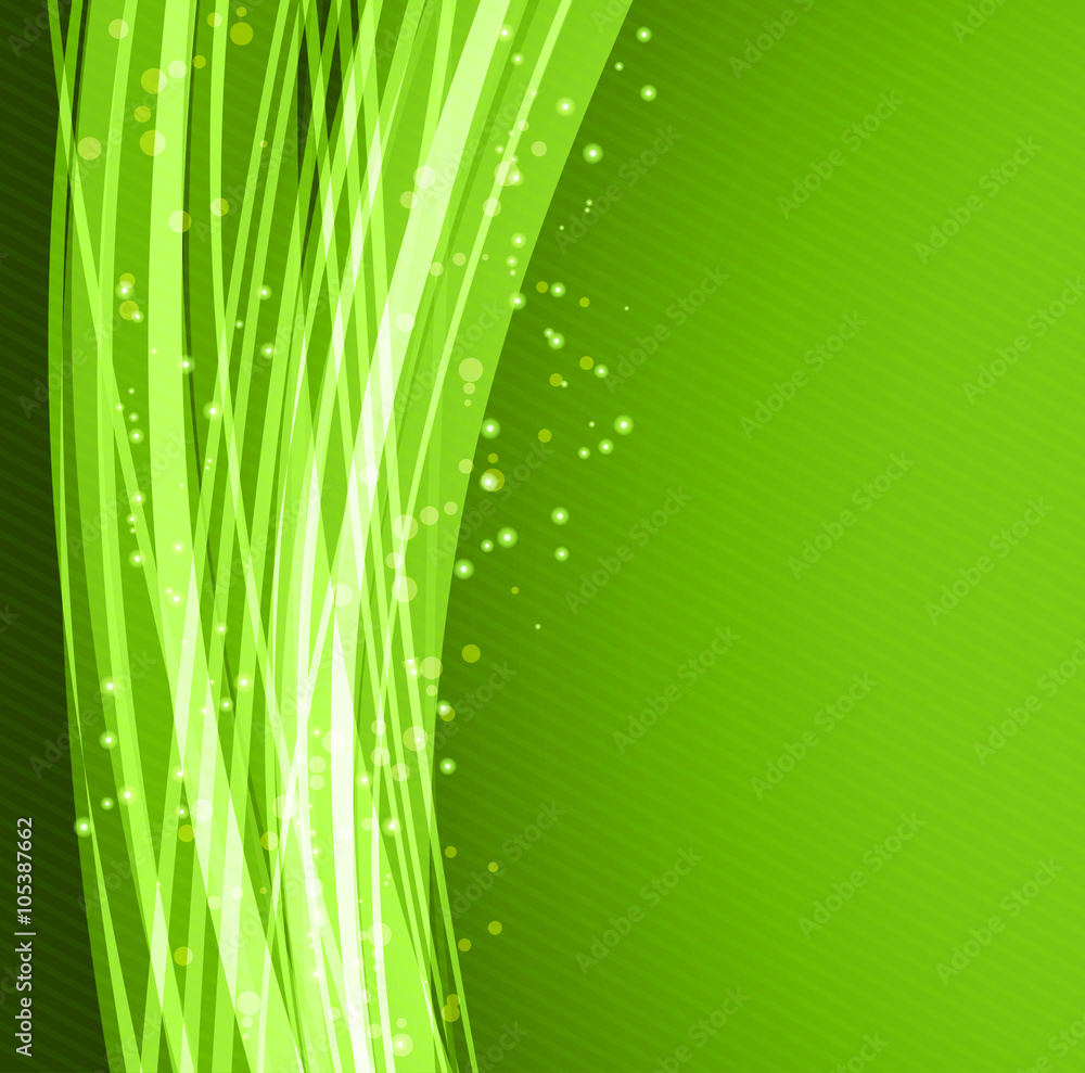Obraz premium Abstract vector background, green wavy 