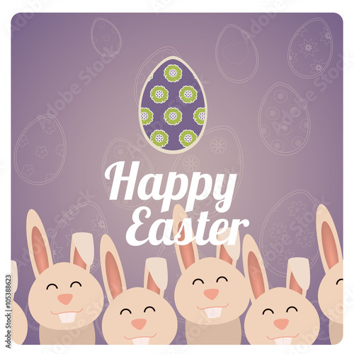 Happy Easter design in purple and degrade color