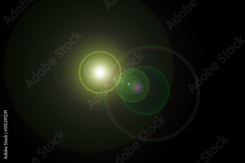 Camera lens flare dark background and lenses reflections