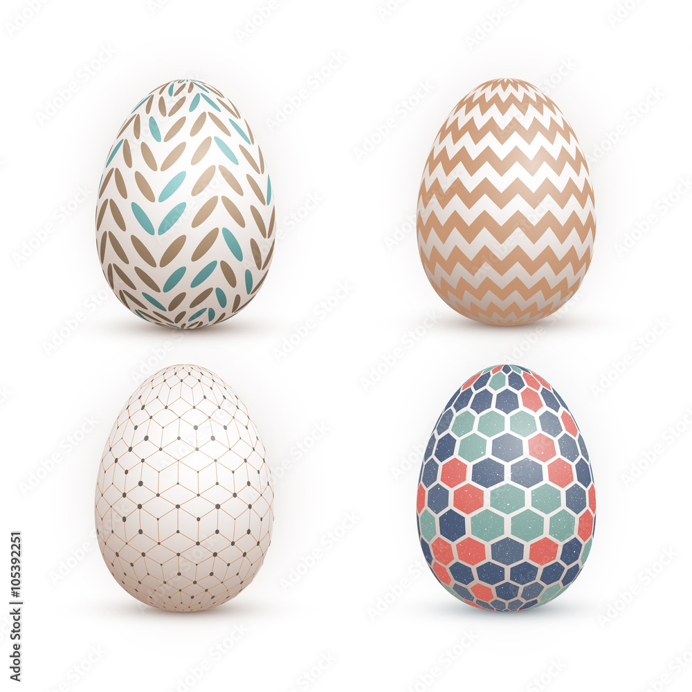 Realistic Vector 3D Easter Egg Set. Happy Easter Painted Vector Realistic Vector 3D Easter Egg Set. Happy Easter Painted Vector