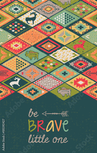 Seamless navajo pattern with rhombus. Pencil Drawing