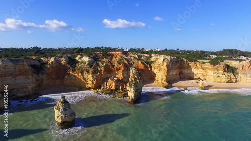 Aerial from Praia da Marinha in the Algarve, the most famous beach in Portugal