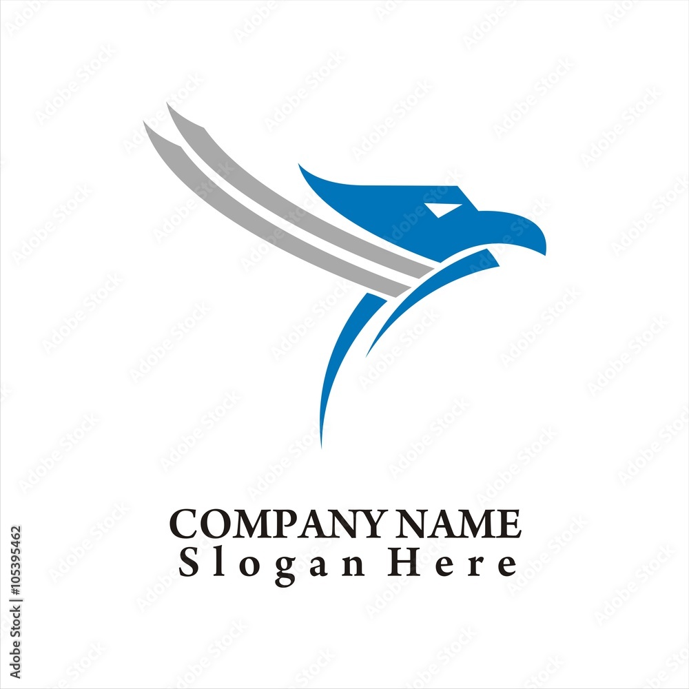 Fototapeta premium Blue Bird Aircraft on the Blue Sky Icon logo