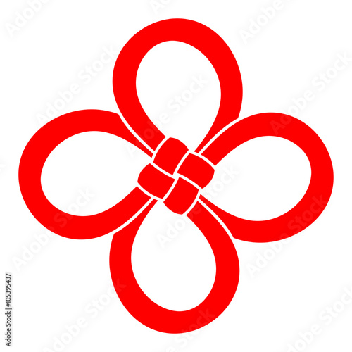 A Chinese Cloverleaf knot. 4 leaf clover is considered to be a good luck symbol. Hand drawn vector illustration.
