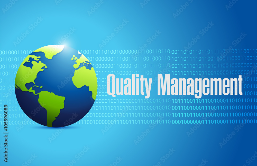 quality management binary globe sign quality management binary globe sign