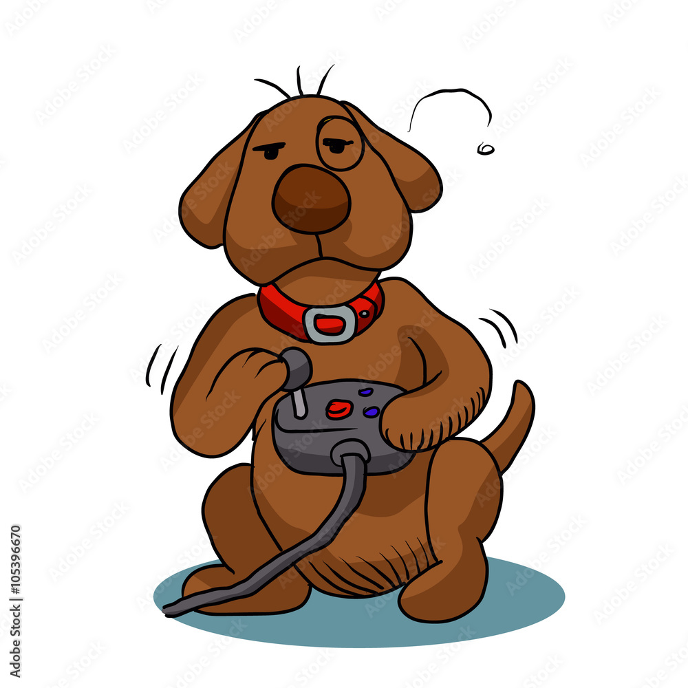 Fototapeta premium dog with joystick