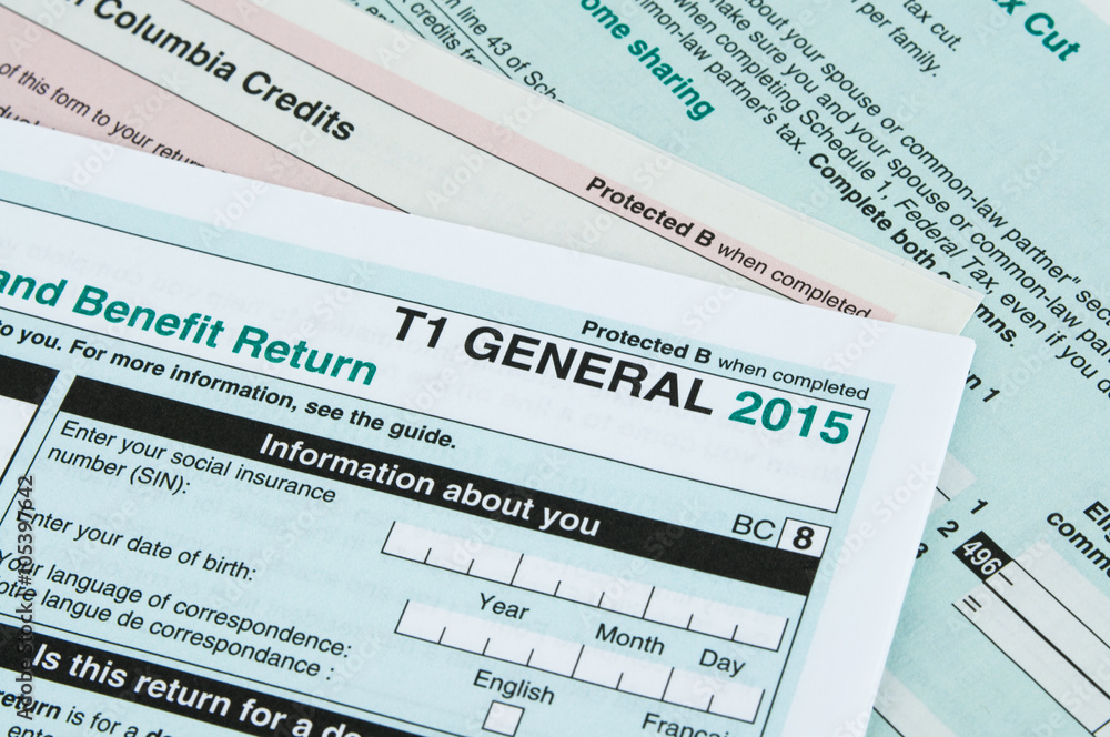 Canadian individual tax form T1 for year 2015 Canadian individual tax form T1 for year 2015