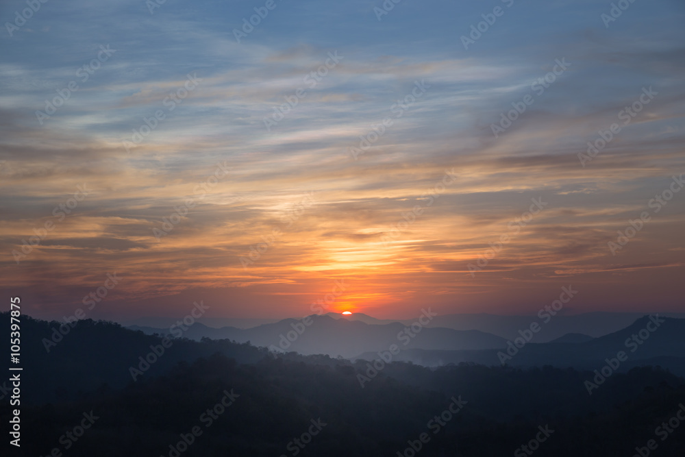 Colorful sunset on top of thailand mountain Colorful sunset on top of thailand mountain