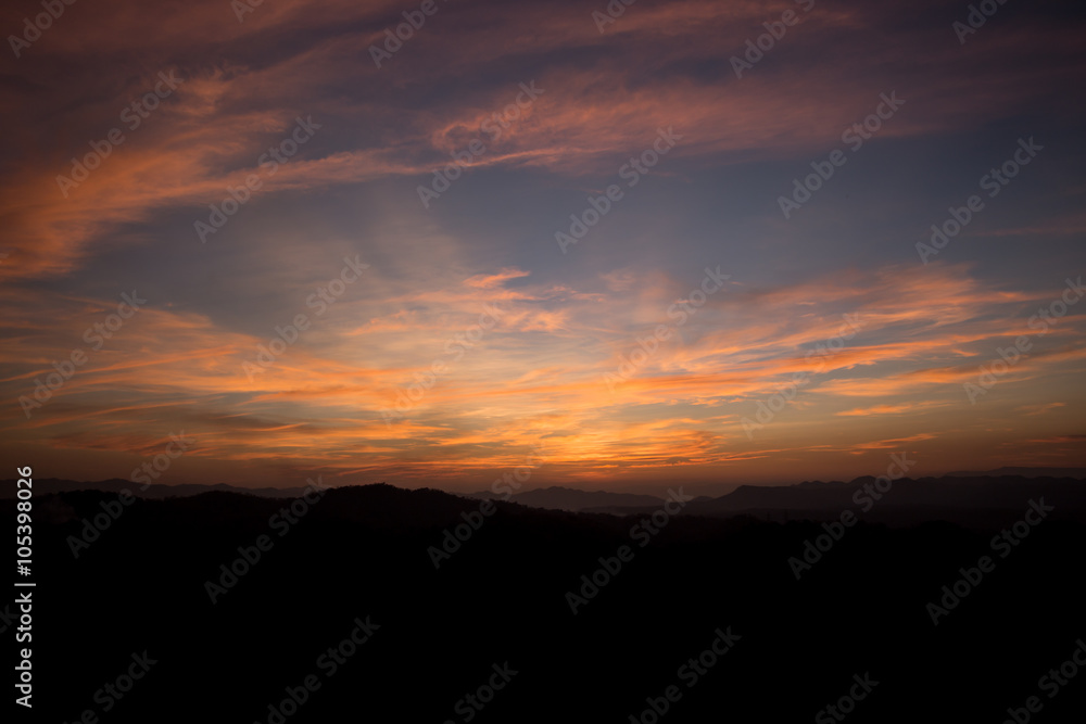 Colorful sunset on top of thailand mountain Colorful sunset on top of thailand mountain