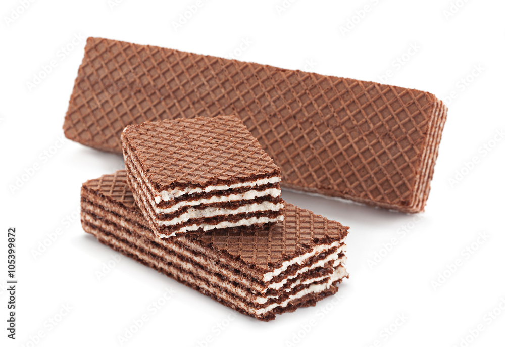 Brown wafers stick isolated on white background Brown wafers stick isolated on white background