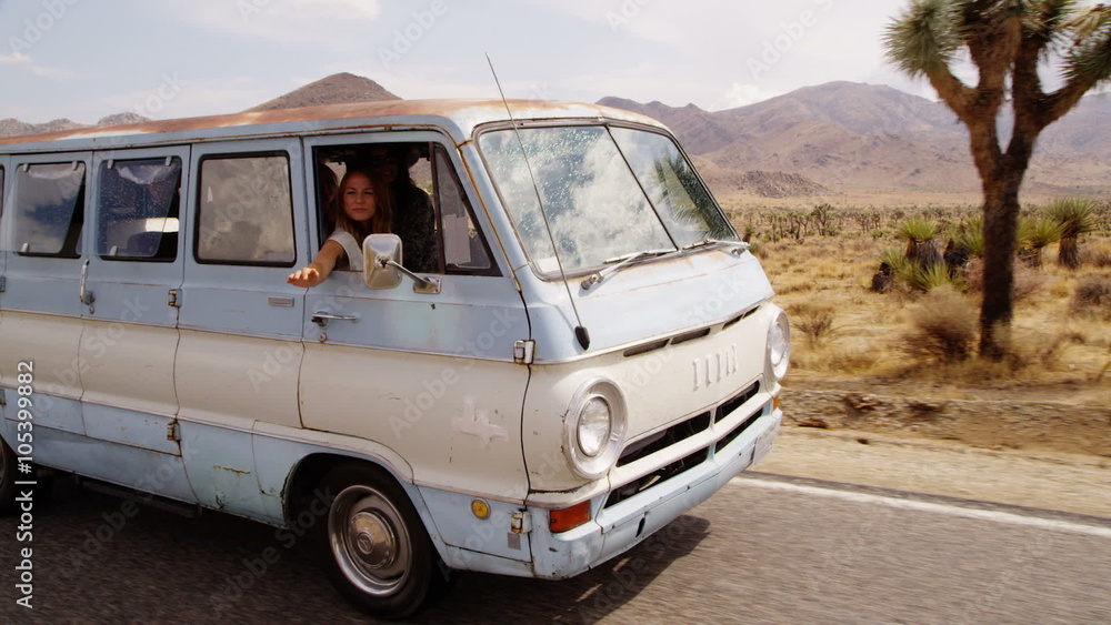 Friends riding in van Friends riding in van