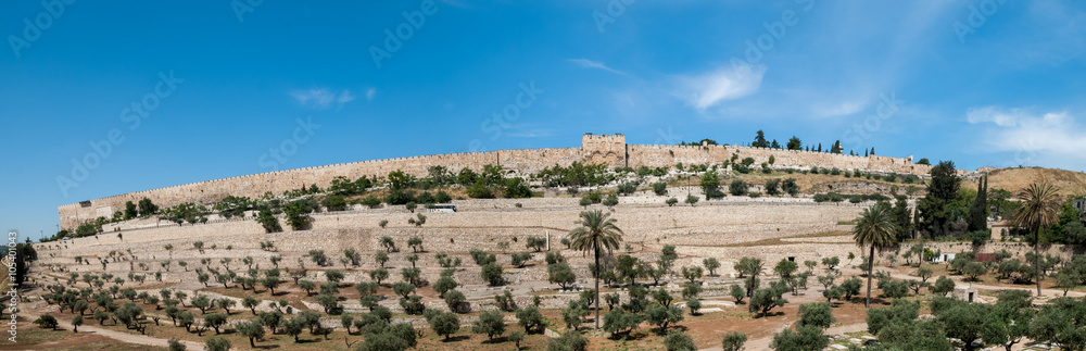 Panoramic view of Jerusalem walls