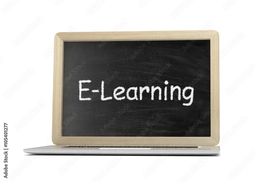 Laptop with chalkboard, e-learning, online education concept Laptop with chalkboard, e-learning, online education concept