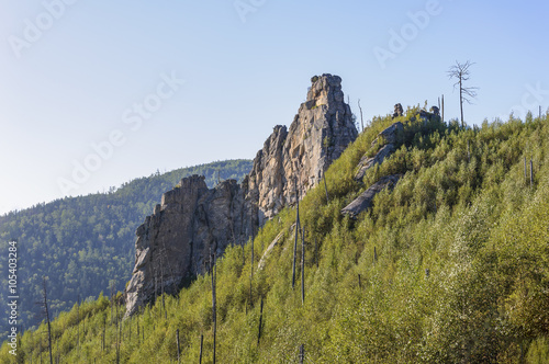 Wild rock. Rocky formation on the hills of the Sikhote-Alin.