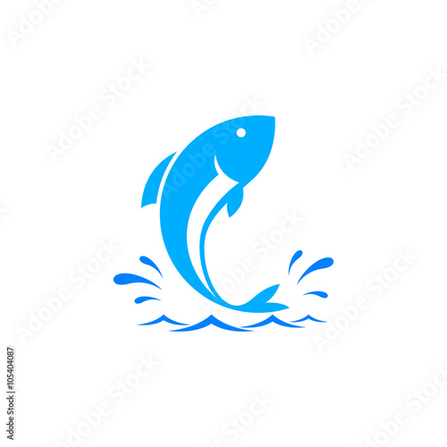 Fish logo template. Creative vector template of fishing club logo or fishing online shop. Icon of fish with place for text.