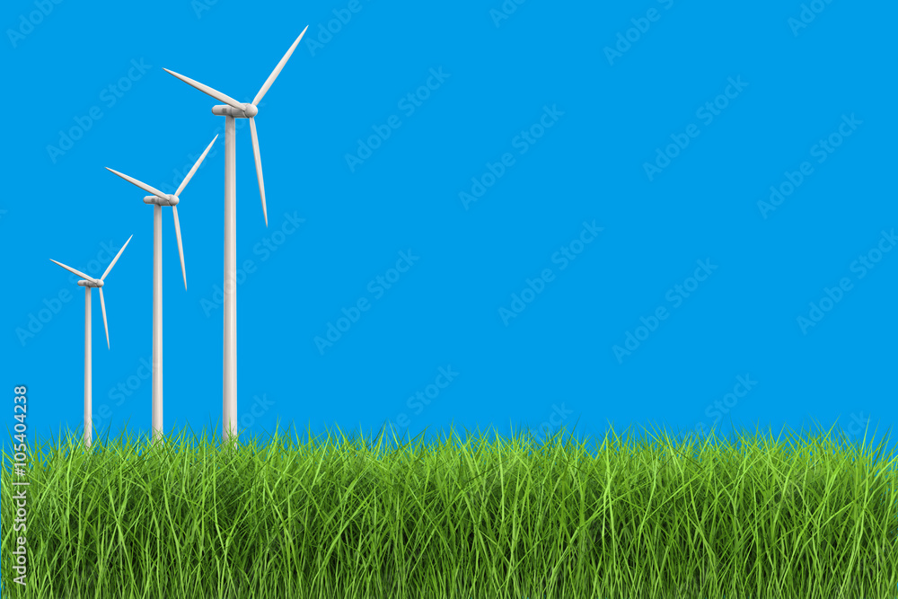 Fototapeta premium wind turbines in grass field