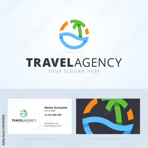 Logo and business card template for travel agency.