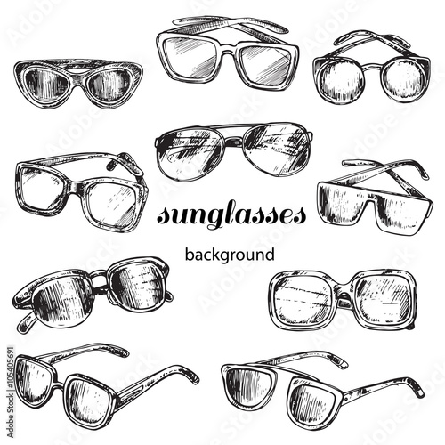 hand drawn set sunglasses