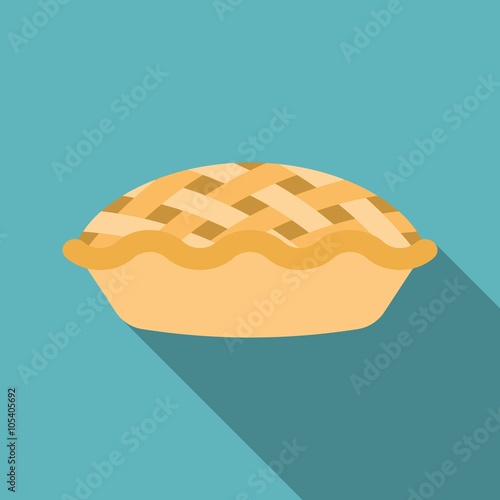 Pie icon with long shadow, flat design
