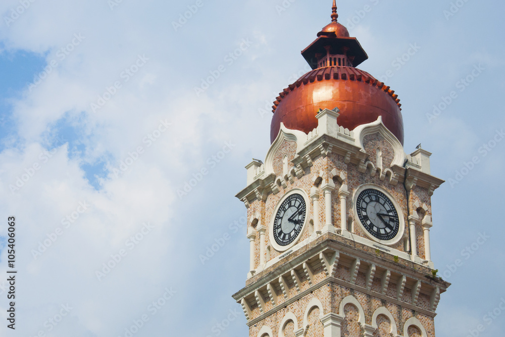 Clock tower of Merdeka Square in downtown Kuala Lumpur Malaysia