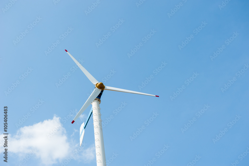 Eco energy - wind turbines ,blue sky background Eco energy - wind turbines ,blue sky background