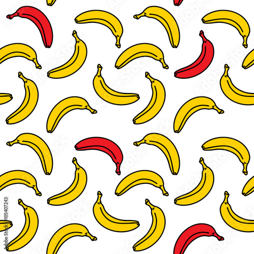 Beautiful pattern of bananas. Drawn hand.