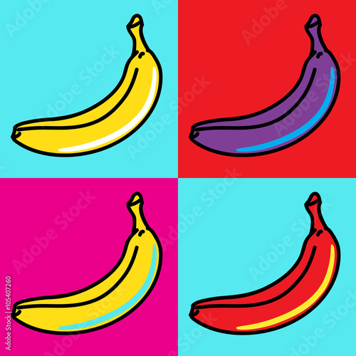 Canvas Print The composition of bananas in the style of Andy Warhol